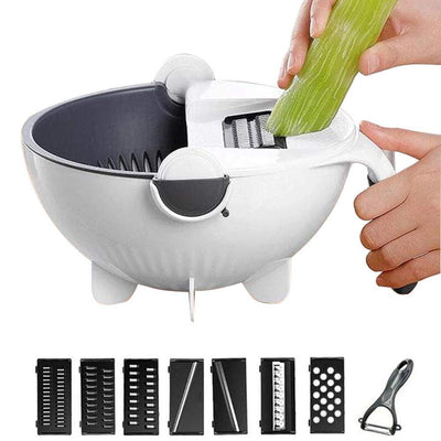 Multi Manual Vegetable Slicer Strainer Bowl