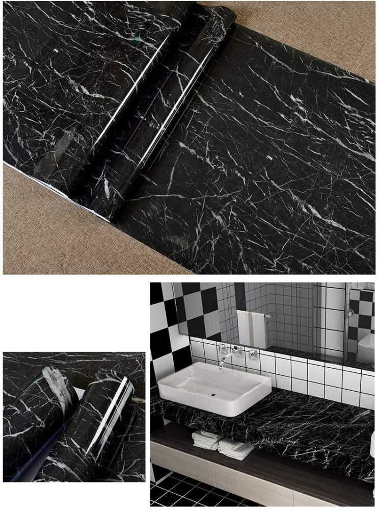 Black Granite Wallpaper Self Adhesive  Wallpaper (2 by 6.5 ft)