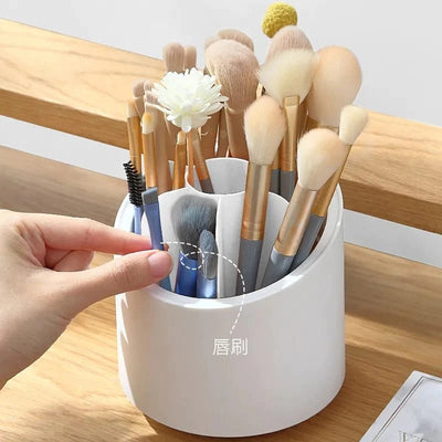 360 Degree Rotating Makeup Brush Holders Dustproof Cosmetic Brushes Storage Case Makeup Organizer with Lid