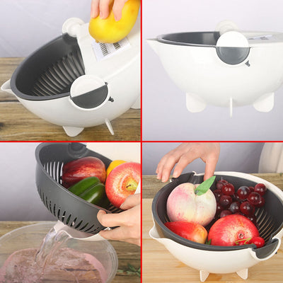 Multi Manual Vegetable Slicer Strainer Bowl